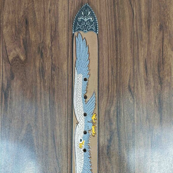 Eagle Hand-Tooled Belt, Premium Western Leather Belt – Embossed Belt for Unisex - Picture 6 of 12